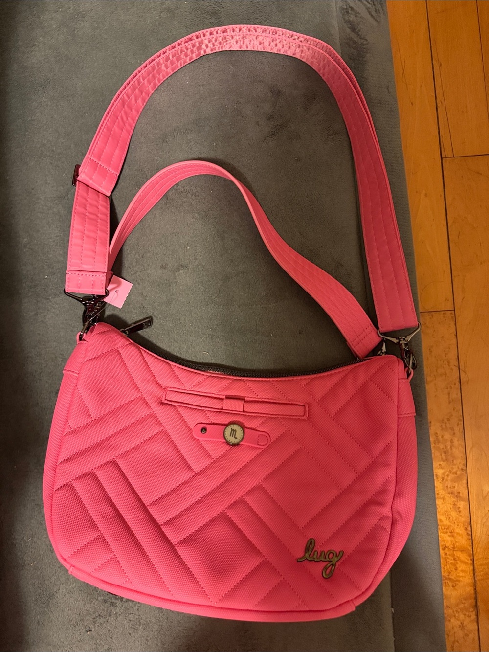 lug Pink Quilted Hobo Shoulder Bag